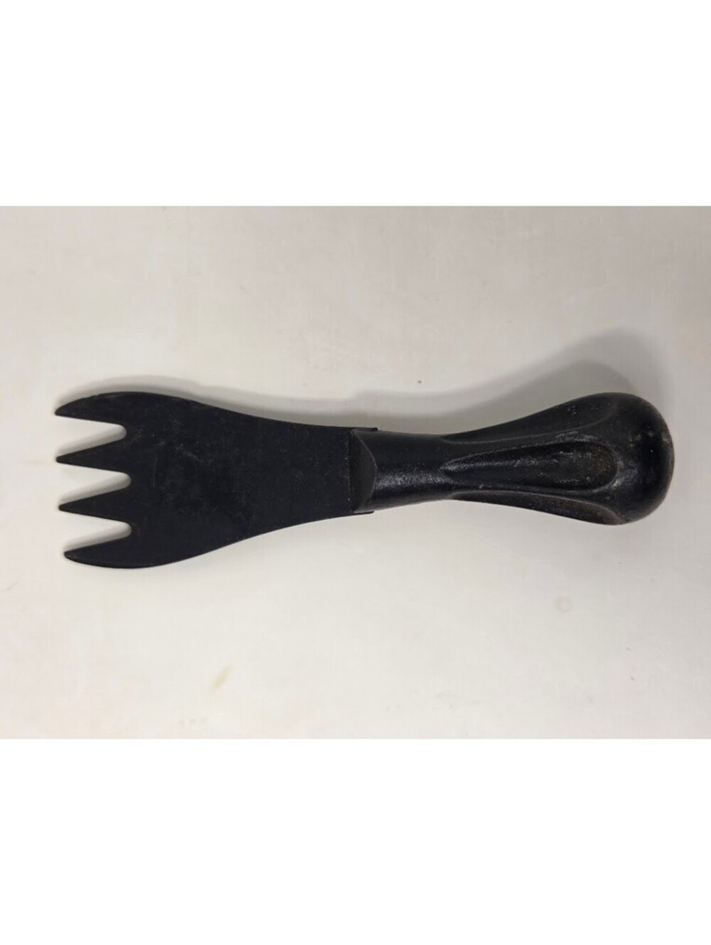 Vintage Cast Iron Four Tine Hand Tool Black One Piece Heavy Kitchen Utensil